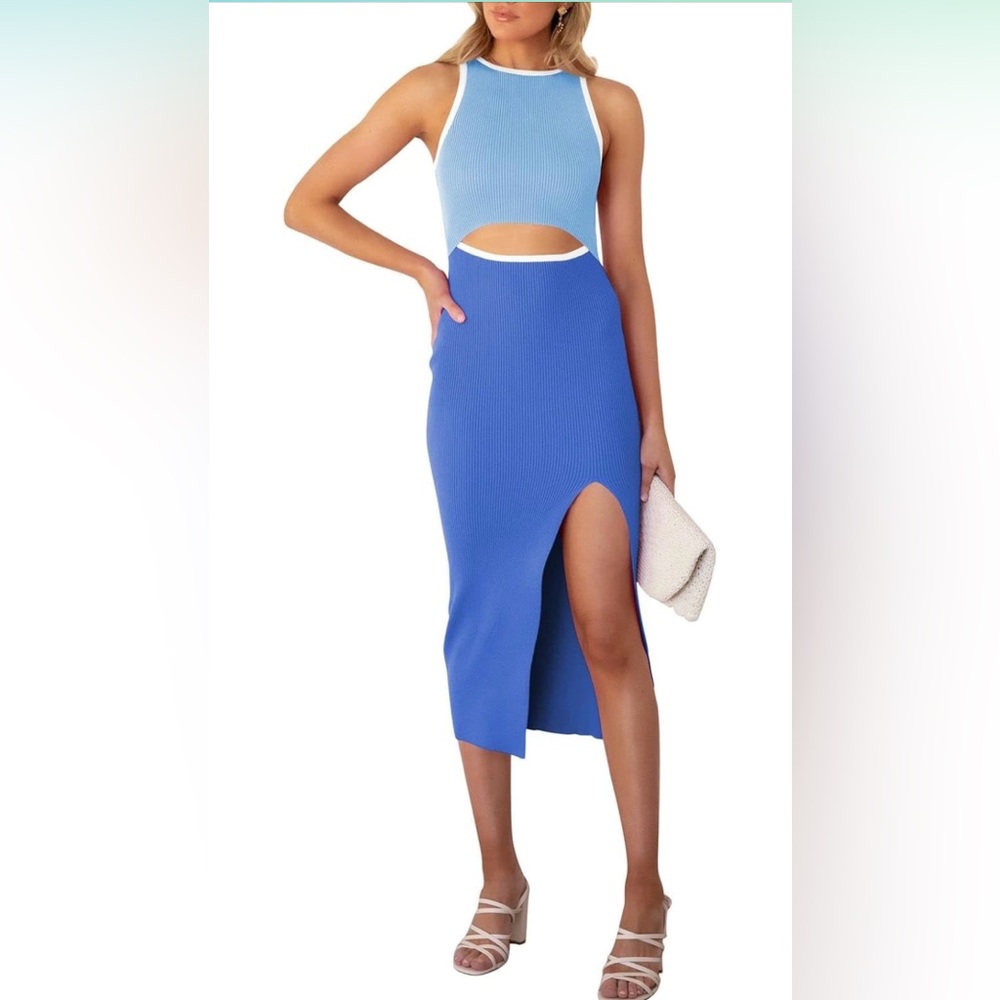 Pink Queen Blue Cutout Dress